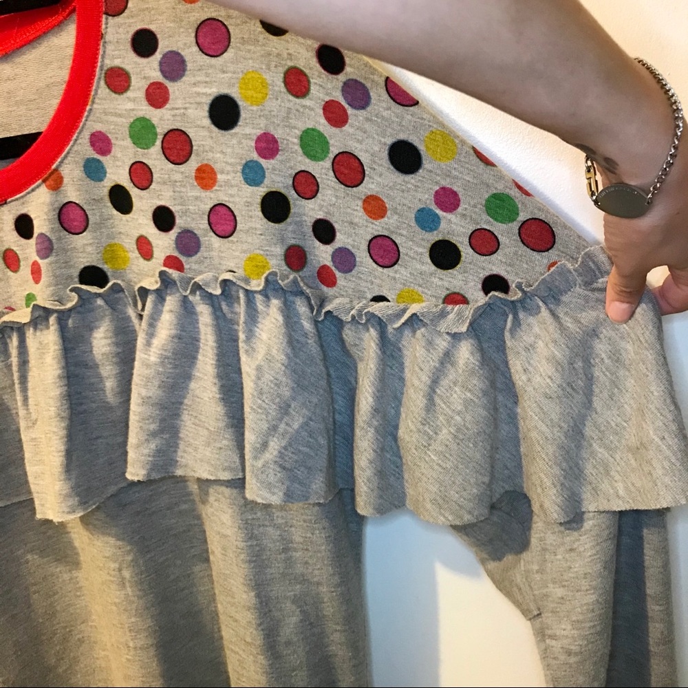 Minnie Rocks the Dots Grey Ruffle Sweater XL - Picture 5 of 6